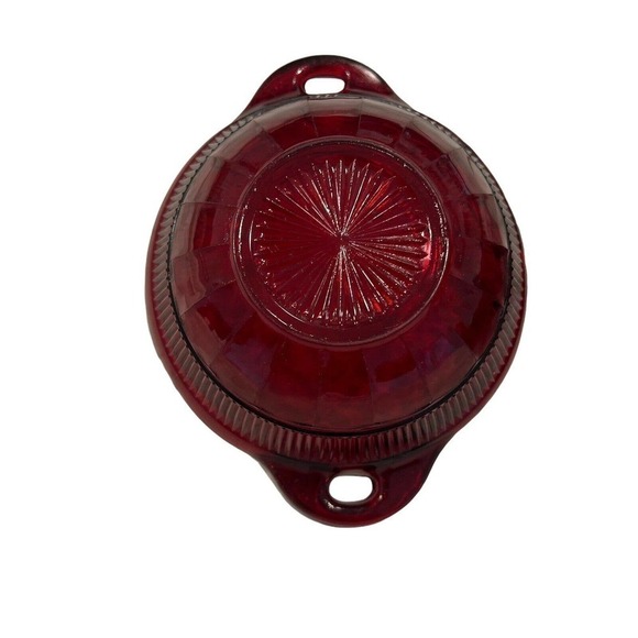 Vintage Anchor Hocking Coronation Ruby Red Handled Berry Dessert Bowls set of 3 - Picture 6 of 6